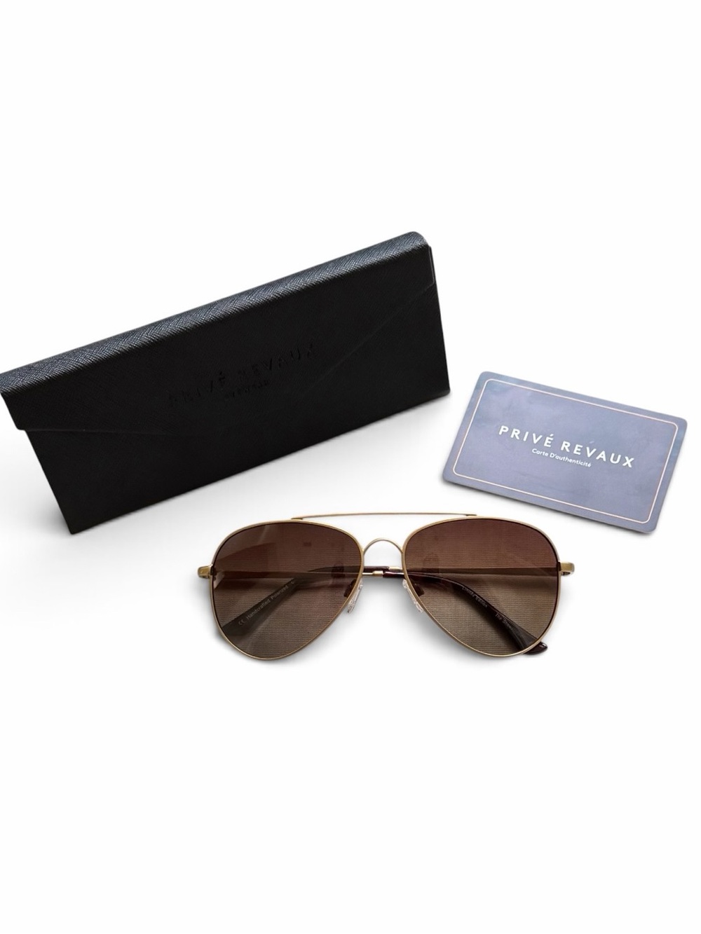 Privé Revaux Gold and Brown The Showstopper Polarized Aviator Sunglasses